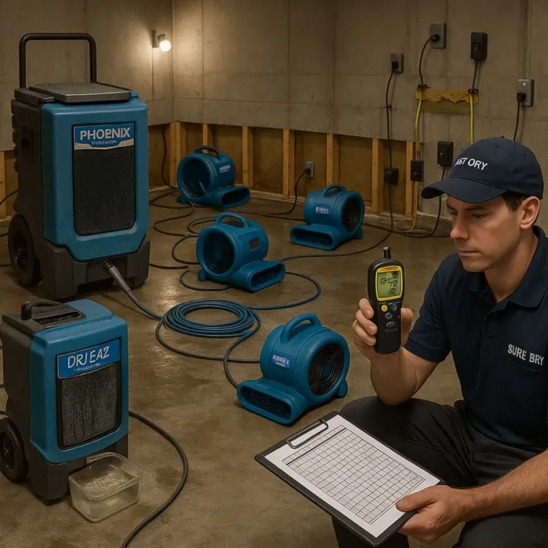 Structural Drying and Dehumidification process in New Castle, NH